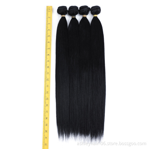 Natural Human Hair Quality Straight 4X4 Lace Closure Synthetic Mixed Yaki Weave